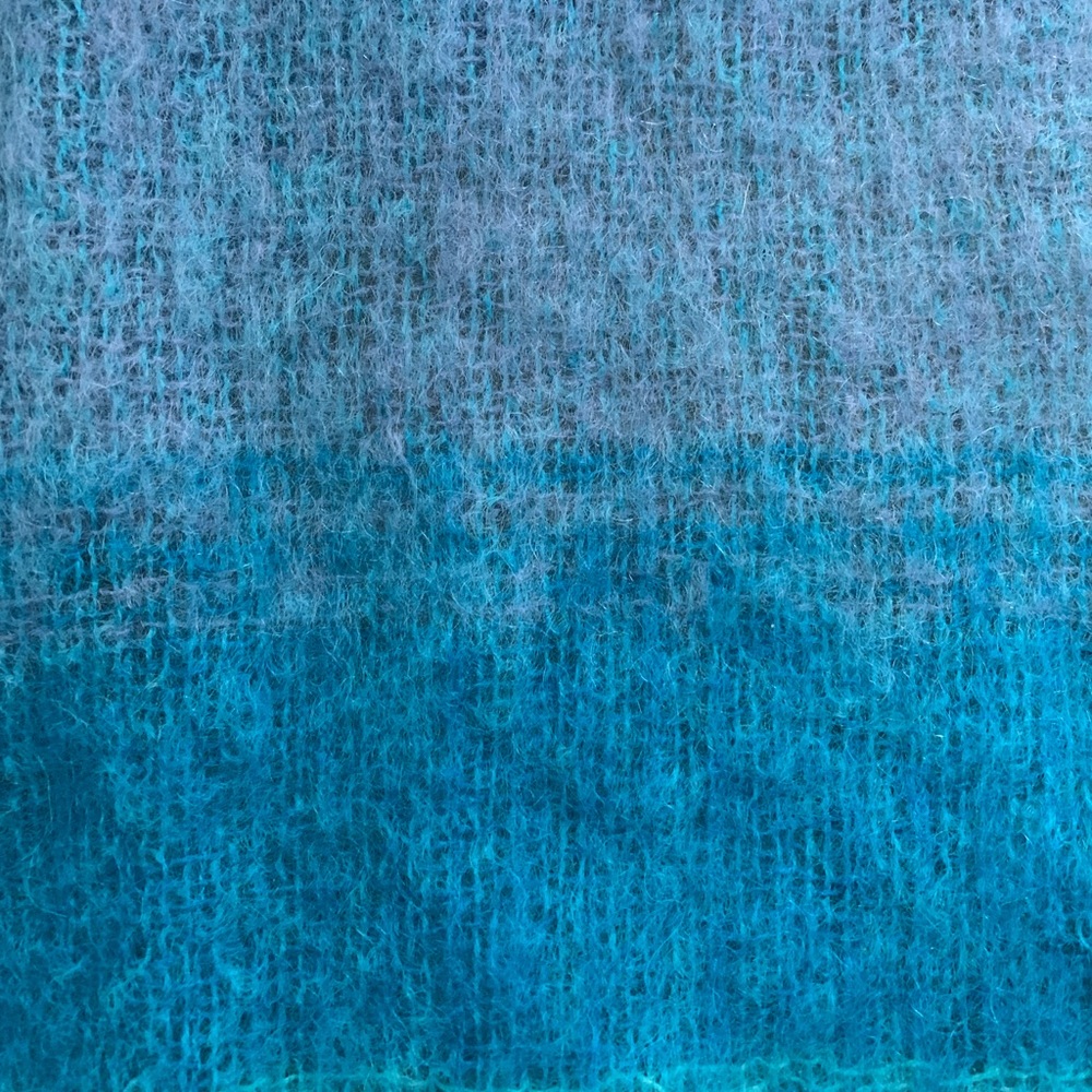 NWOT John Hanly Ireland Striped Blue & Purple Wool/Mohair Fringed Scarf - Picture 7 of 7